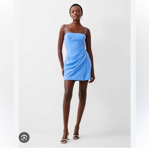 French Connection Whisper straight neck dress in placid Blue NWT $128 size 12 - Picture 2 of 8